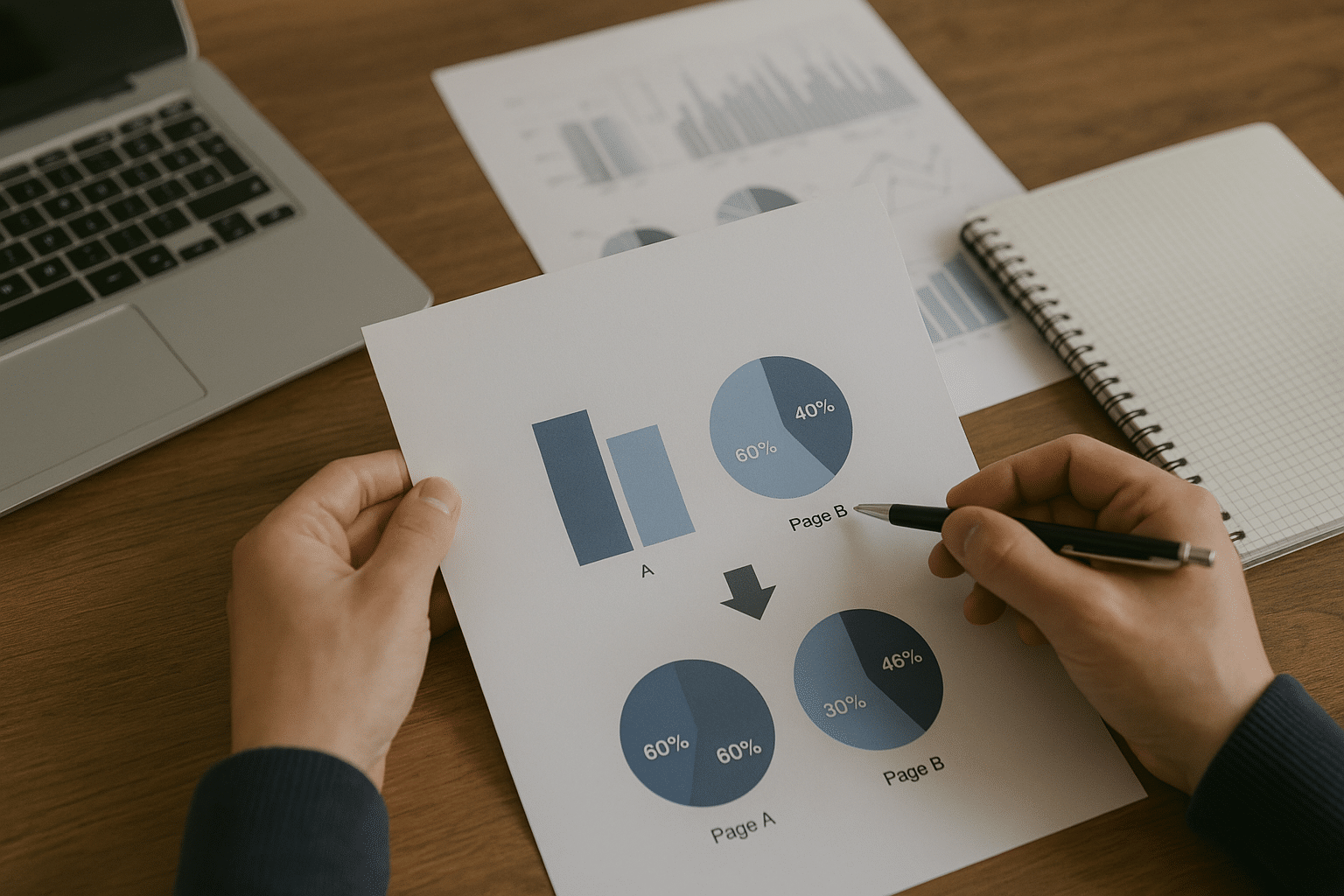 Man reviewing A/B Test Documents