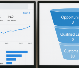 Web Traffic and Pipeline value shown on monitors.