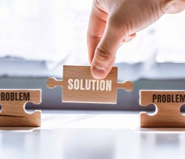 Two blocks with problems. Solution block in between.